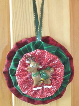 stacked fabric yo-yo ornament
