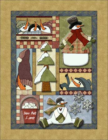 flakey friends snowman quilted wallhanging pattern