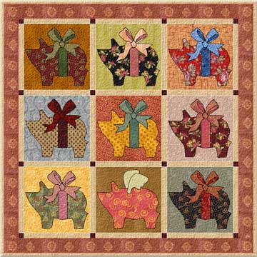 quilted pig wallhanging
