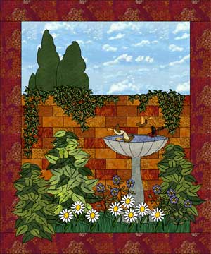 garden birdbath quilt
