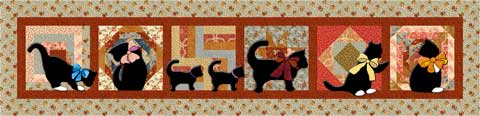 cats on parade quilted tablerunner