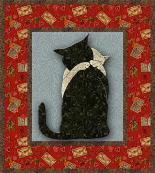 cat hugs appliqué wallhanging