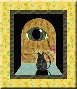 peek-a-boo quilted cat wallhanging