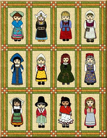 applique old world dolls quilt