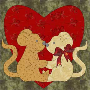 Seasons BOM Quilt Block - February 2007: Valentine Mice