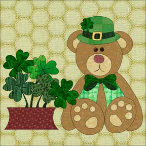 Seasons BOM Quilt Block - March 2007: St. Patrick's Bear