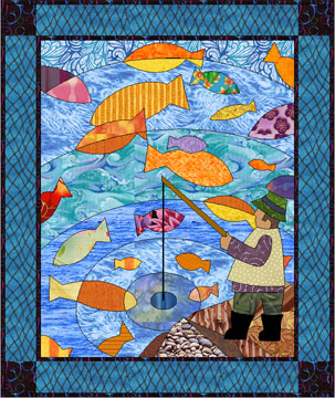 Gone Fishin' Applique Wallhanging