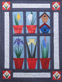 Paper-pieced Flower Pots - Quilted Wallhanging