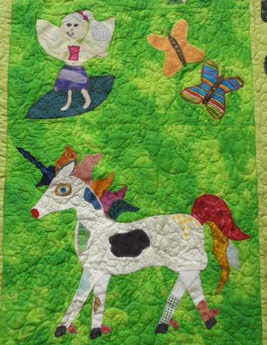 closeup applique unicorn