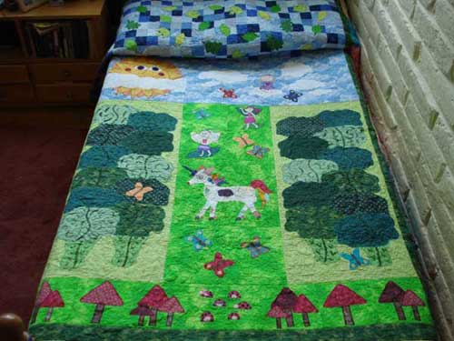 enchanted broccoli forest applique quilt