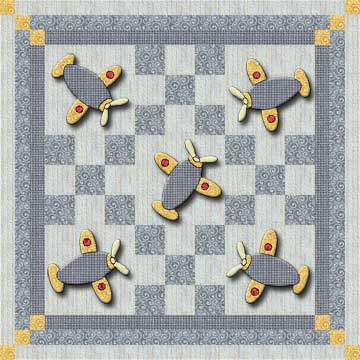 appliqué plane crib quilt