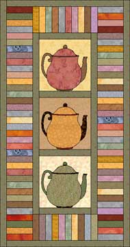 teapot trio applique wallhanging