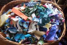 basket full of tiny fabric scraps