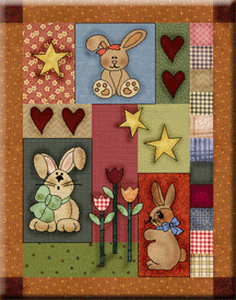 bunny trio applique wallhanging