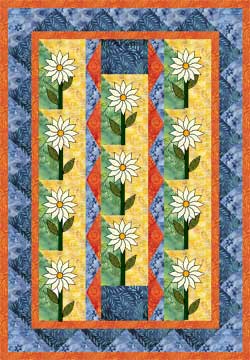 daisy parade quilted wallhanging