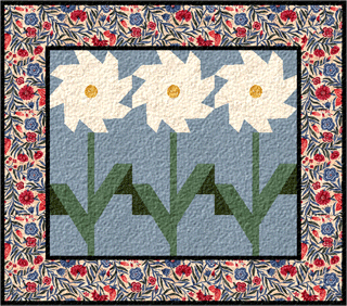 Row of Daisies Paper-pieced Quilt Block