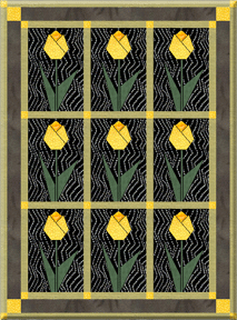 Paper-pieced Yellow Roses quilt block