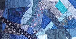 decorative stitching on fabric collage