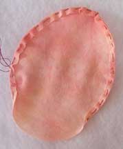 Sewing an oval fabric yo-yo