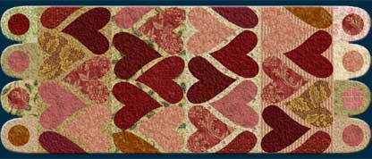 appliqu&eacute;d hearts tablerunner